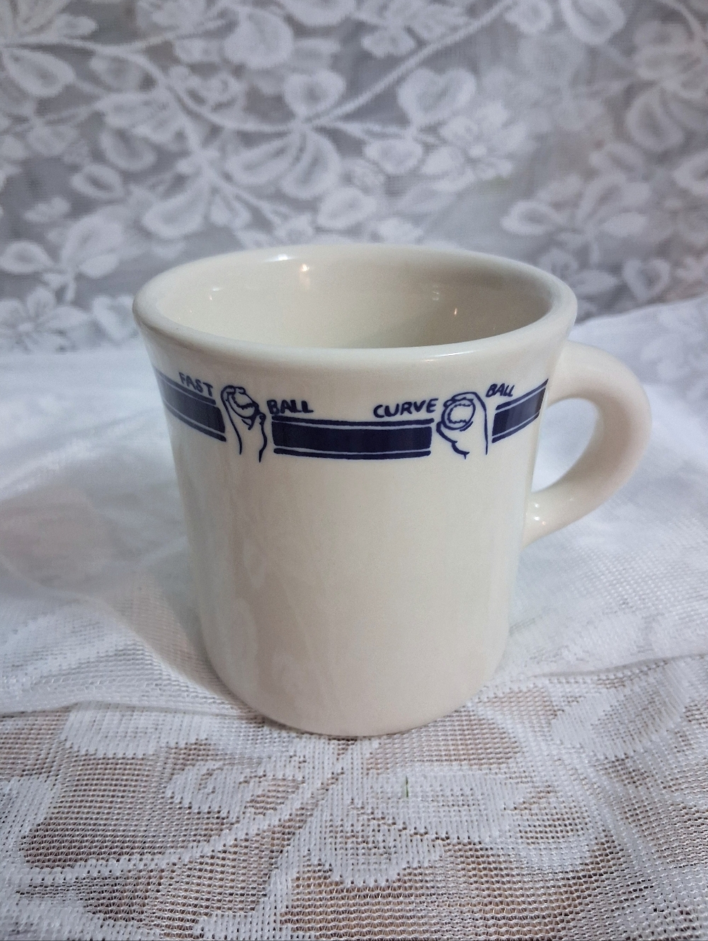 Rare Vintage Homer Laughlin Fishs Eddy Baseball Memorabilia Pitching Diagram Mug